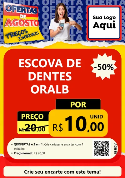 Modelo de Cartaz para Cartaz A4 Vertical com o tema Ofertas de Agosto - Preços Incríveis para Higiene Pessoal