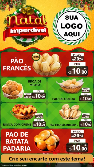 Modelo de TV para TV Vertical com o tema Natal Imperdível para Padaria