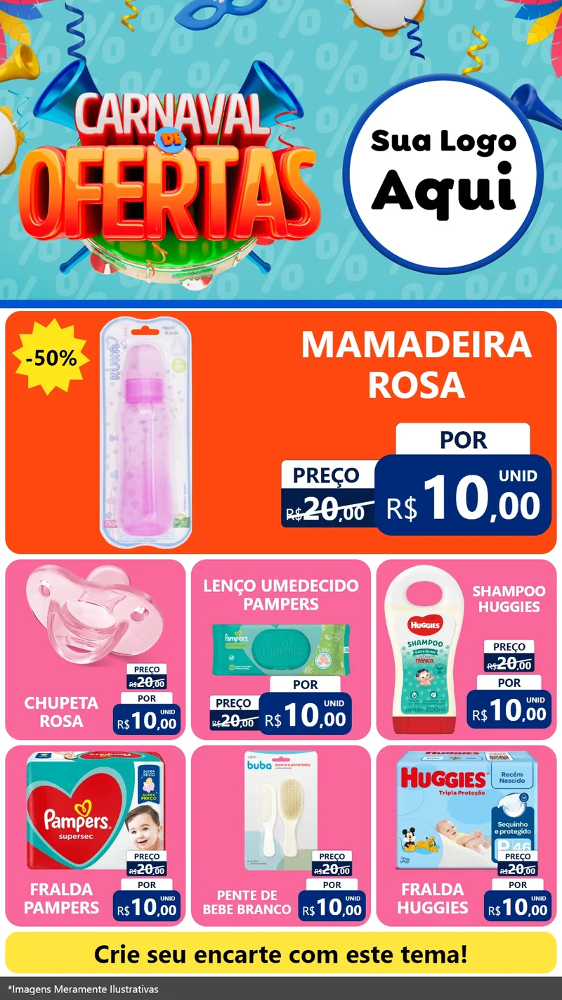 Modelo de Rede Social para Stories com o tema Carnaval de Ofertas para Bebês