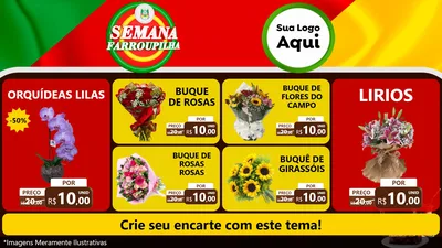 Modelo de TV para TV Horizontal com o tema Semana Farroupilha para Floricultura e jardim