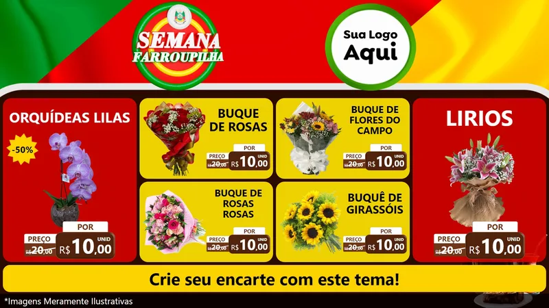 Modelo de TV para TV Horizontal com o tema Semana Farroupilha para Floricultura e jardim