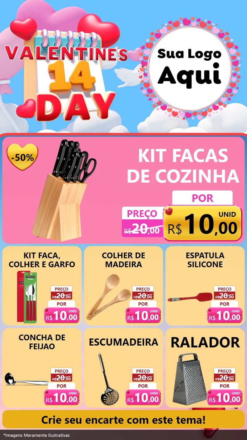 Modelo de Rede Social para Stories com o tema Valentine's Day para Utilidades Domésticas