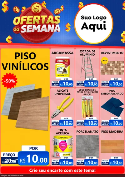 Modelo de Encarte para Encarte A4 Vertical com o tema Ofertas Da Semana para Material para Construção
