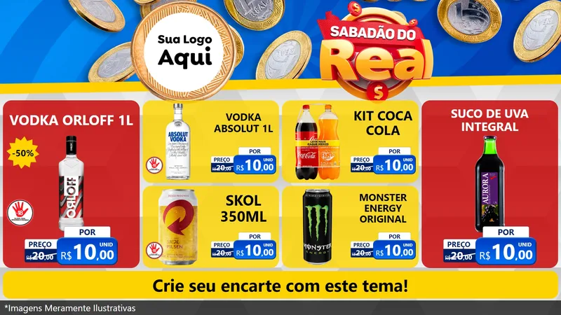 Modelo de TV para TV Horizontal com o tema Sabadão do Real para Distribuidora de bebidas