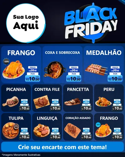 Modelo de Rede Social para Feed Instagram com o tema Black Friday para Assados
