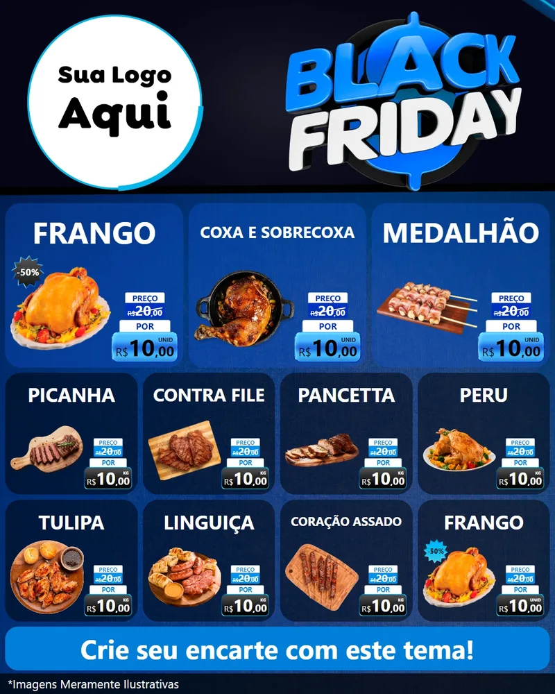 Modelo de Rede Social para Feed Instagram com o tema Black Friday para Assados