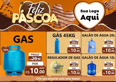 Modelo de Encarte para Encarte A4 Horizontal com o tema Feliz Páscoa para Água e gás