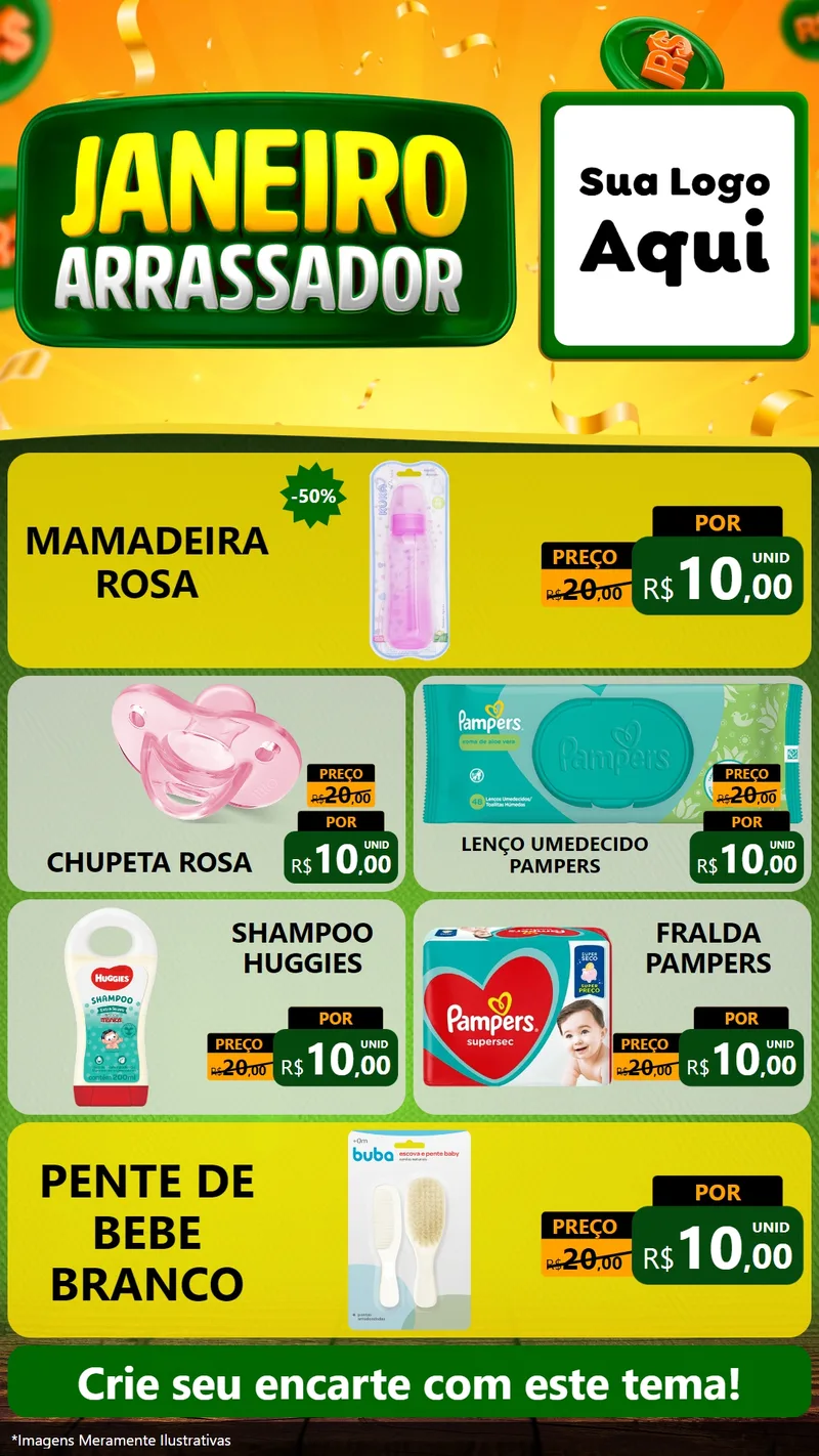 Modelo de TV para TV Vertical com o tema Janeiro Arrasador para Bebês