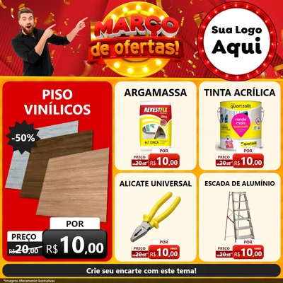 Modelo de Rede Social para Feed Facebook com o tema Março de Ofertas! para Material para Construção