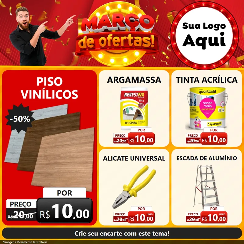 Modelo de Rede Social para Feed Facebook com o tema Março de Ofertas! para Material para Construção