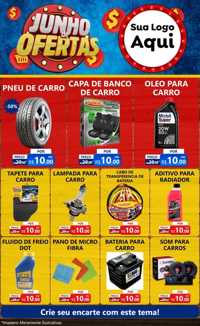 Modelo de Encarte para Encarte Grande com o tema Junho de Ofertas para Auto peças