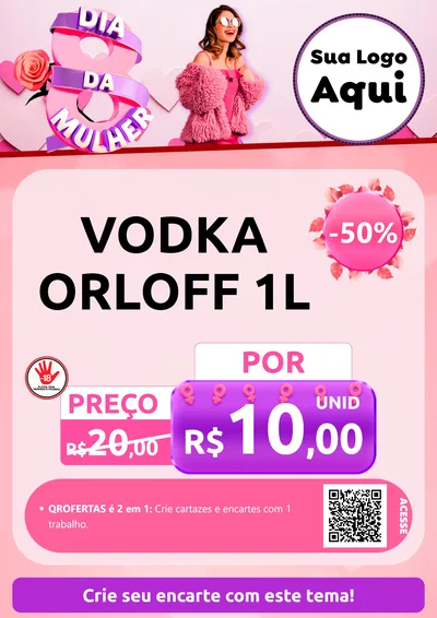 Modelo de Cartaz para Cartaz A4 Vertical com o tema Dia da Mulher para Distribuidora de bebidas