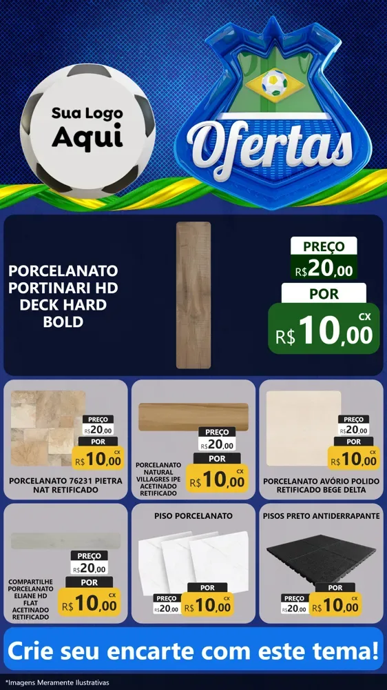 Modelo de Rede Social para Stories com o tema Ofertas (Futebol) para Pisos e revestimentos