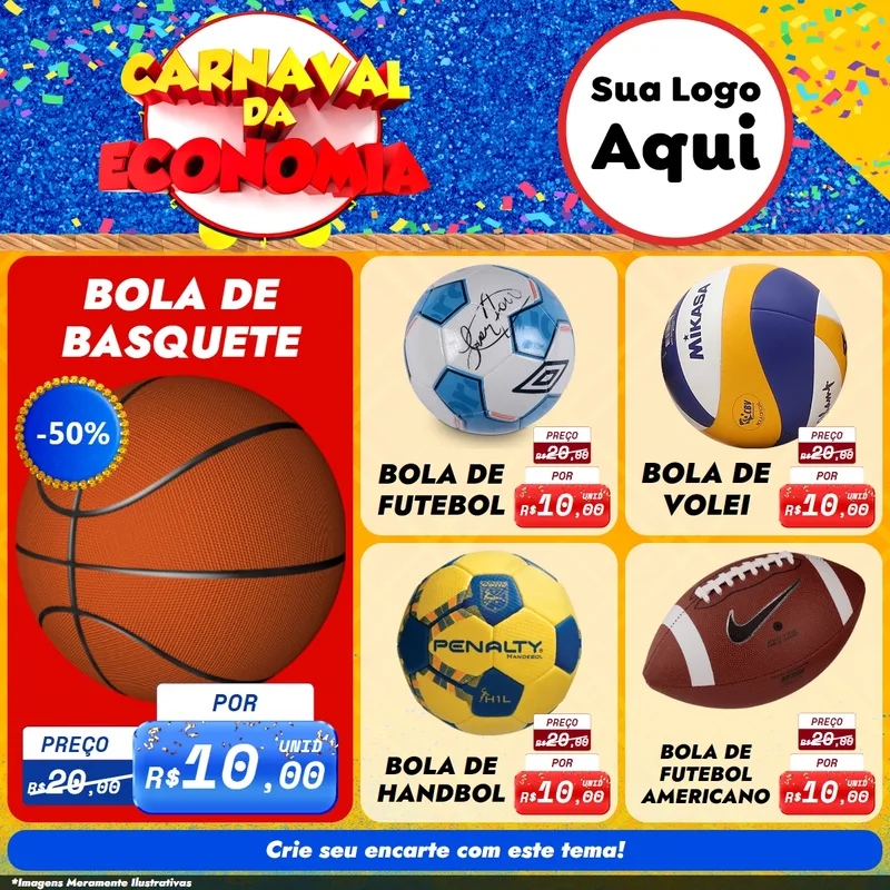 Modelo de Rede Social para Feed Facebook com o tema Carnaval da Economia para Artigos Esportivos