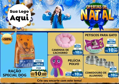 Modelo de Encarte para Encarte A4 Horizontal com o tema Ofertas de Natal para Pet Shop