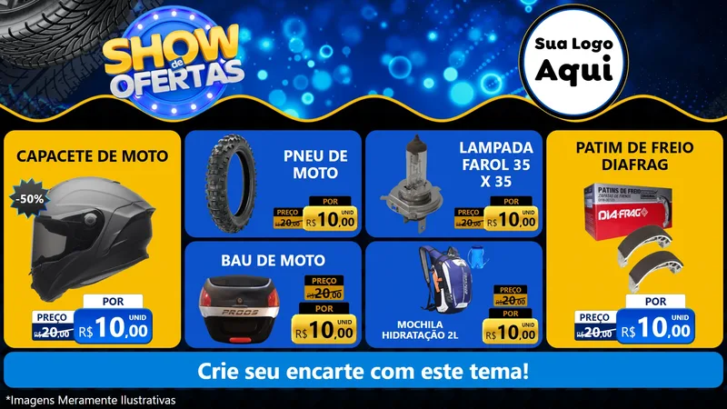 Modelo de TV para TV Horizontal com o tema Show de Ofertas para Moto peças