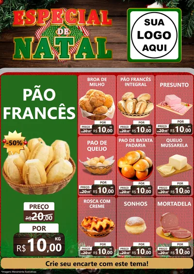 Modelo de Encarte para Encarte A4 Vertical com o tema Especial de Natal para Padaria