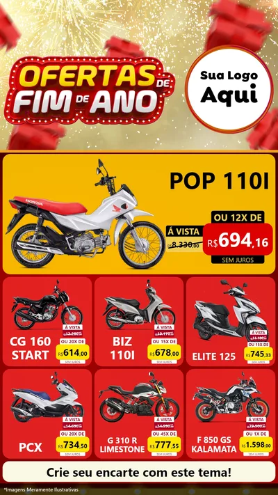 Modelo de Rede Social para Stories com o tema Ofertas de Fim de Ano para Concessionaria de Motos