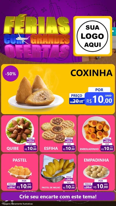 Modelo de Rede Social para Stories com o tema Férias com Grandes Ofertas para Salgadaria