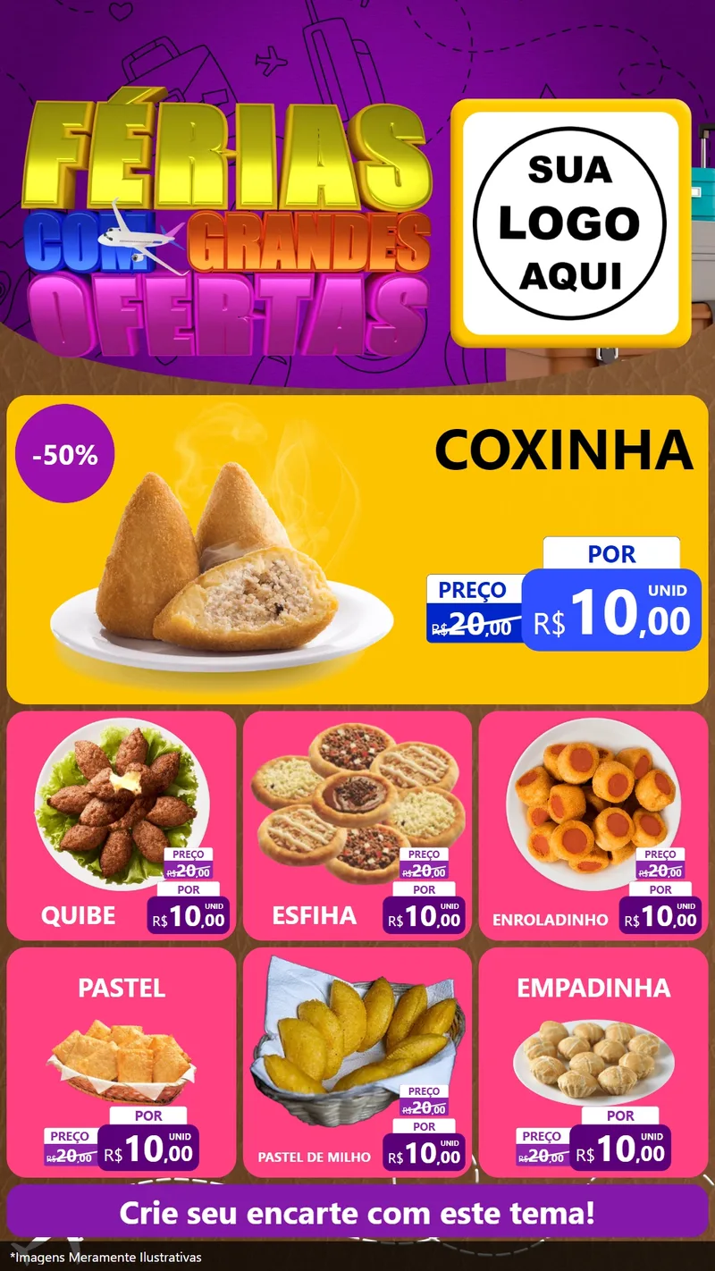 Modelo de Rede Social para Stories com o tema Férias com Grandes Ofertas para Salgadaria