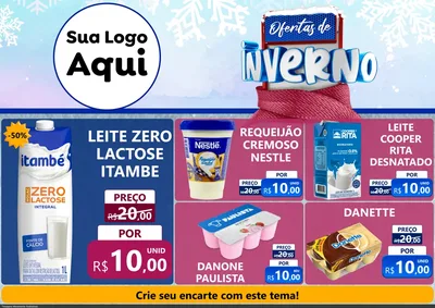 Modelo de Encarte para Encarte A4 Horizontal com o tema Ofertas de Inverno para Frios e Laticínios