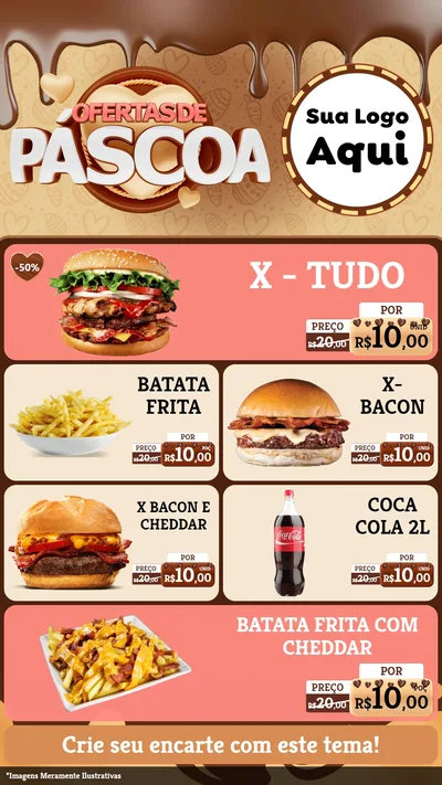 Modelo de TV para TV Vertical com o tema Ofertas de Páscoa para Hamburgueria