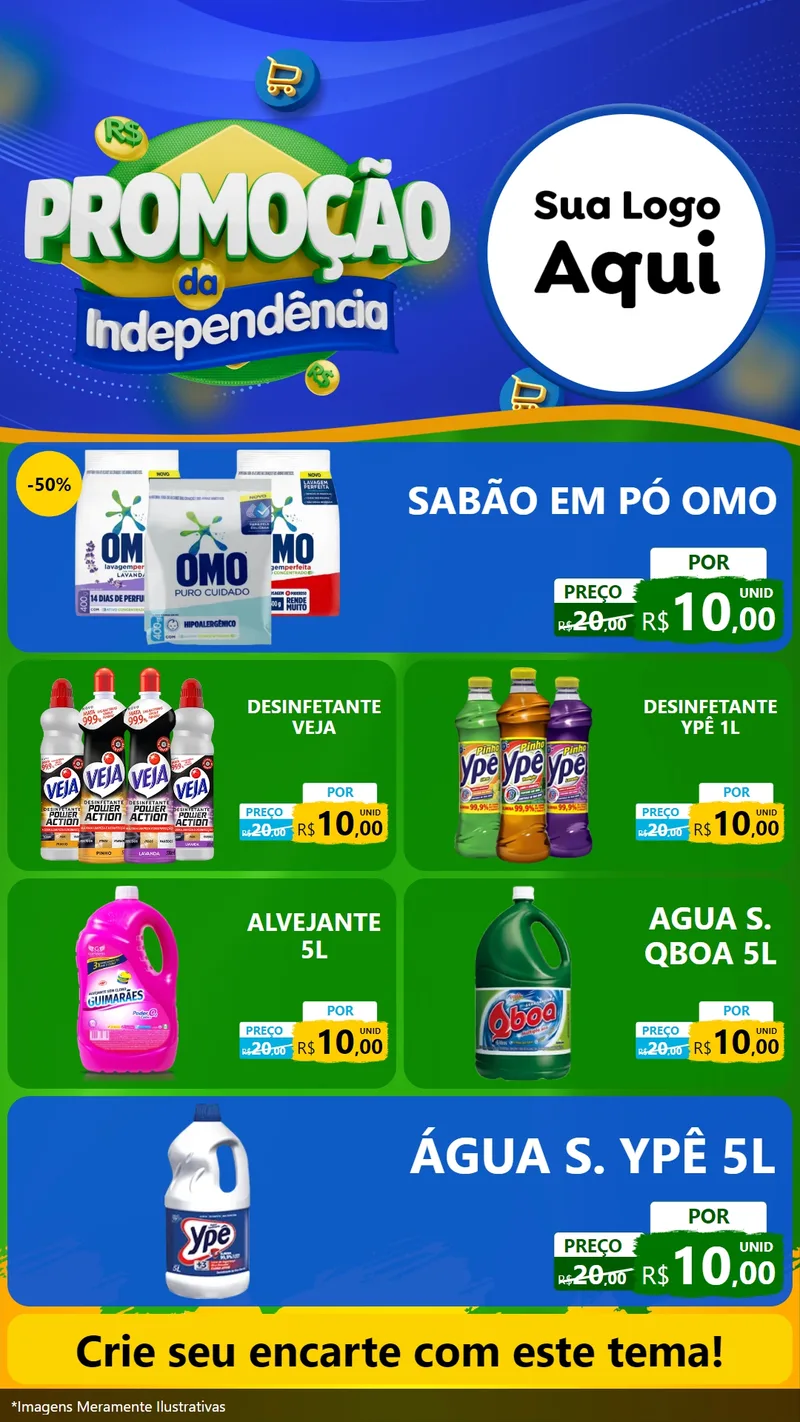 Modelo de TV para TV Vertical com o tema Promoção da Independência para Produtos de Limpeza