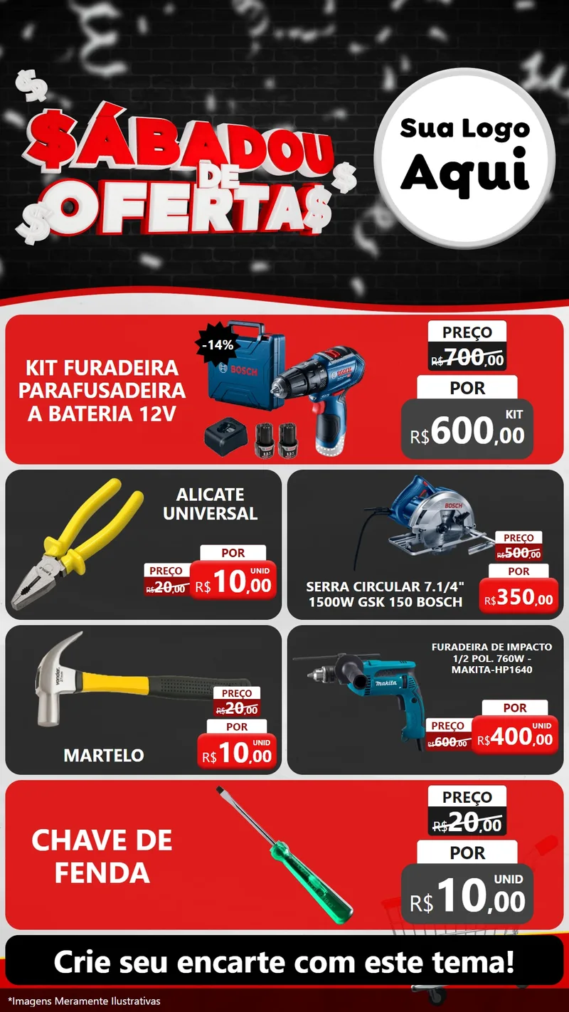 Modelo de TV para TV Vertical com o tema Sabadou de Ofertas para Maquinas e Ferramentas