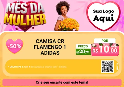 Modelo de Cartaz para Cartaz A4 Horizontal com o tema Mês da Mulher para Roupas e acessórios