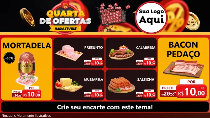 Modelo de TV para TV Horizontal com o tema Quarta de Ofertas Imbatíveis para Frios e Laticínios