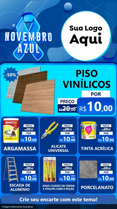 Modelo de Rede Social para Stories com o tema Novembro Azul para Material para Construção