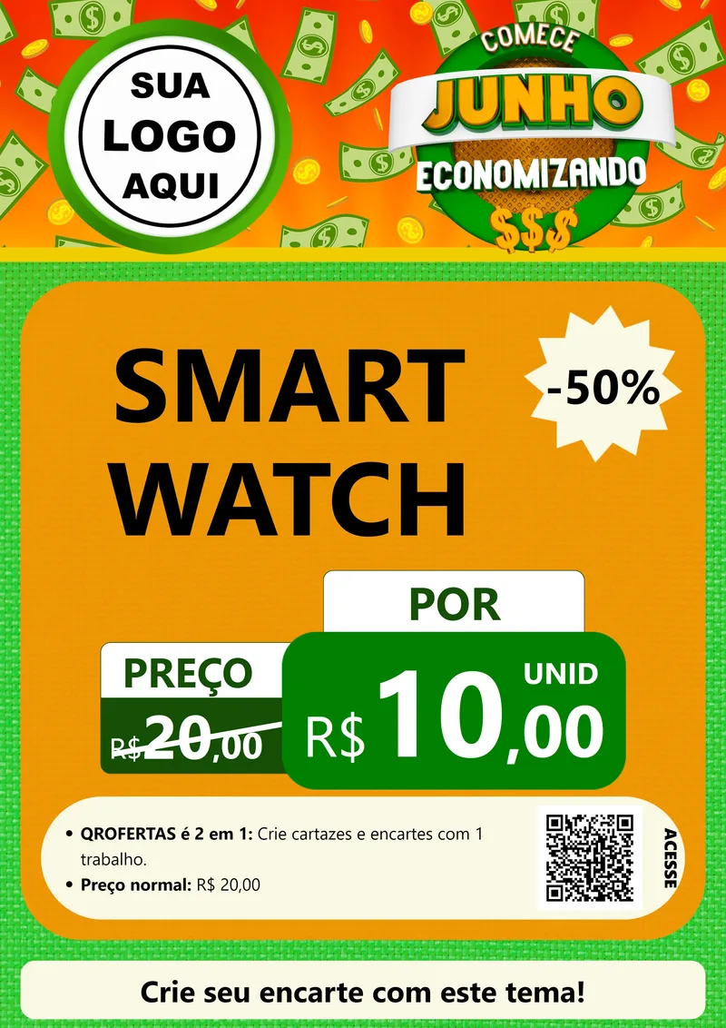 Modelo de Cartaz para Cartaz A4 Vertical com o tema Comece Junho Economizando para Informática