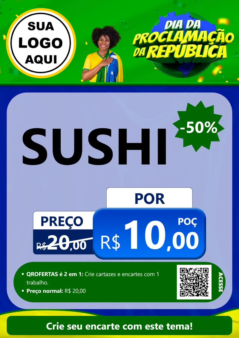 Modelo de Cartaz para Cartaz A4 Vertical com o tema Dia Da Proclamação Da República para Comida japonesa