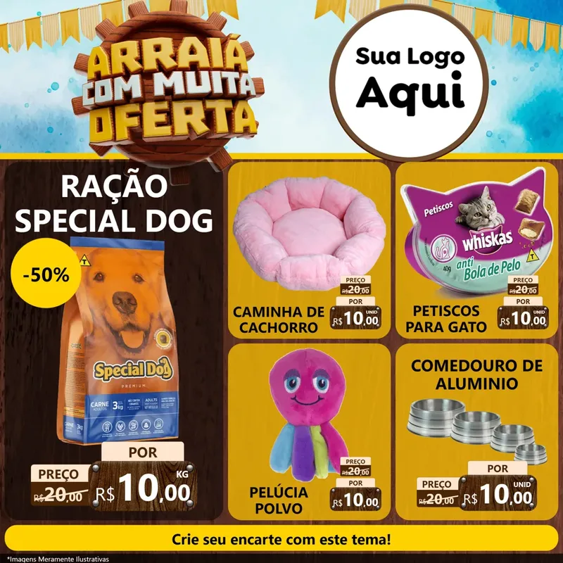 Modelo de Rede Social para Feed Facebook com o tema Ofertas de São João - Junina para Pet Shop