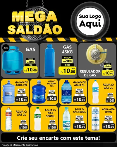 Modelo de Rede Social para Feed Instagram com o tema Mega Saldão para Água e gás