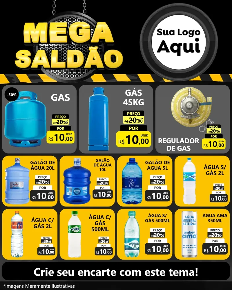 Modelo de Rede Social para Feed Instagram com o tema Mega Saldão para Água e gás
