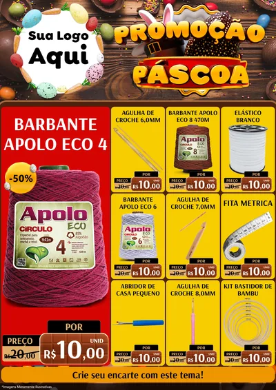 Modelo de Encarte para Encarte A4 Vertical com o tema Promoção Páscoa para Armarinho e Aviamentos