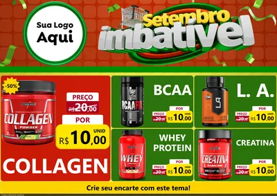 Modelo de Encarte para Encarte A4 Horizontal com o tema Setembro Imbatível para Suplementos alimentares