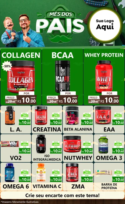 Modelo de Encarte para Encarte Grande com o tema Mês dos Pais para Suplementos alimentares