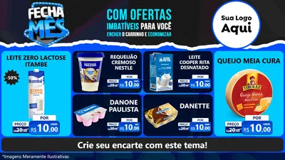 Modelo de TV para TV Horizontal com o tema Fecha Mês para Frios e Laticínios