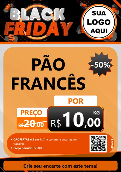 Modelo de Cartaz para Cartaz A4 Vertical com o tema Black Friday para Padaria
