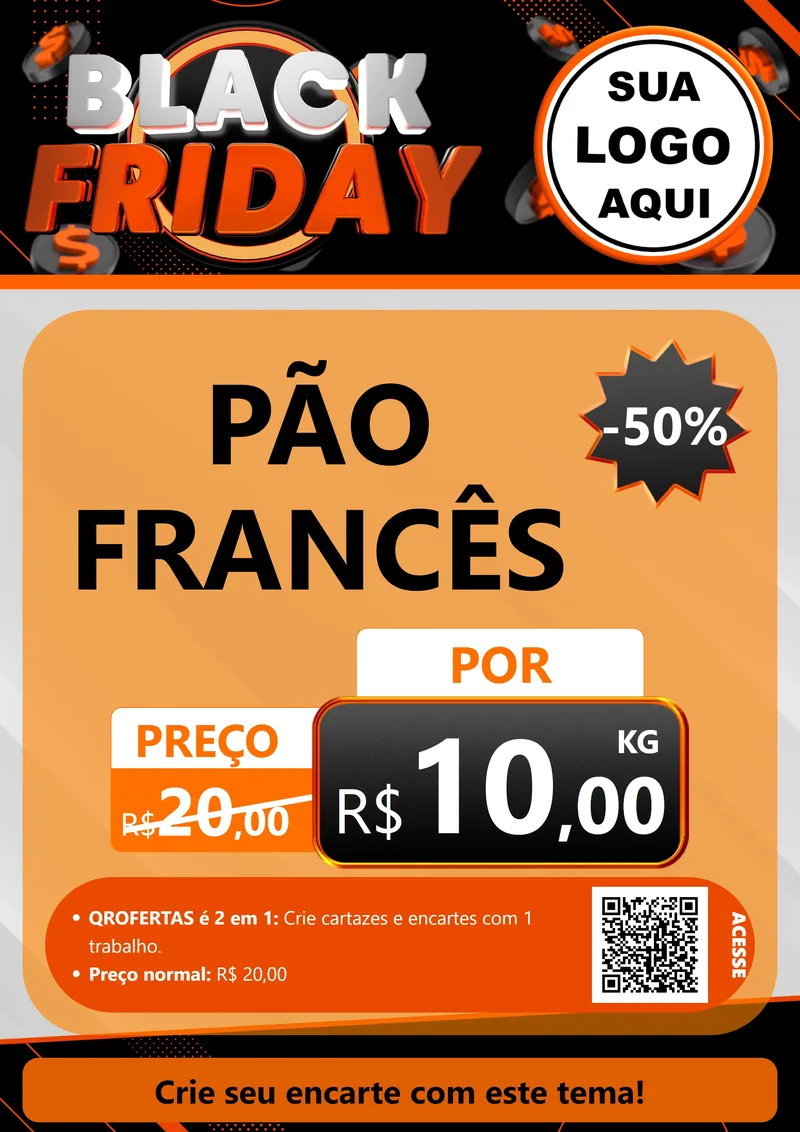 Modelo de Cartaz para Cartaz A4 Vertical com o tema Black Friday para Padaria