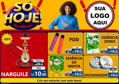 Modelo de Encarte para Encarte A4 Horizontal com o tema Só Hoje! para Tabacaria