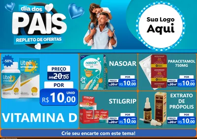Modelo de Encarte para Encarte A4 Horizontal com o tema Dia Dos Pais Repleto de Ofertas para Farmácia