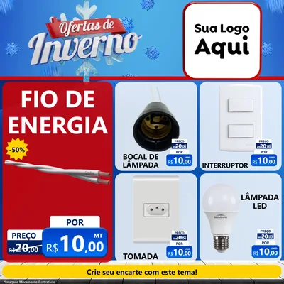 Modelo de Rede Social para Feed Facebook com o tema Ofertas de Inverno para Materiais Elétricos