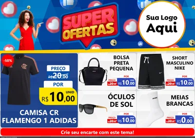 Modelo de Encarte para Encarte A4 Horizontal com o tema Super Ofertas para Roupas e acessórios