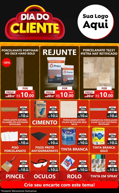 Modelo de Encarte para Encarte Grande com o tema Dia do Cliente para Pisos e revestimentos