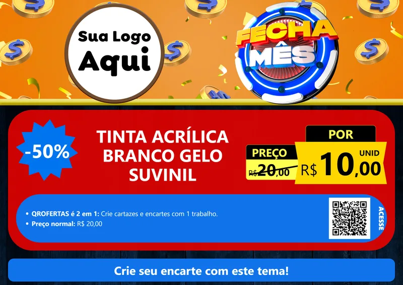 Modelo de Cartaz para Cartaz A4 Horizontal com o tema Fecha Mês para Tintas e Ferramentas