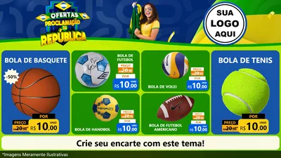 Modelo de TV para TV Horizontal com o tema Ofertas Proclamação da República para Artigos Esportivos