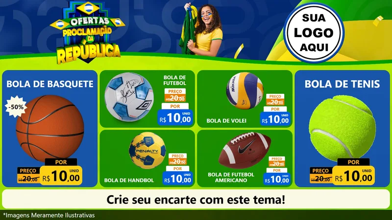 Modelo de TV para TV Horizontal com o tema Ofertas Proclamação da República para Artigos Esportivos